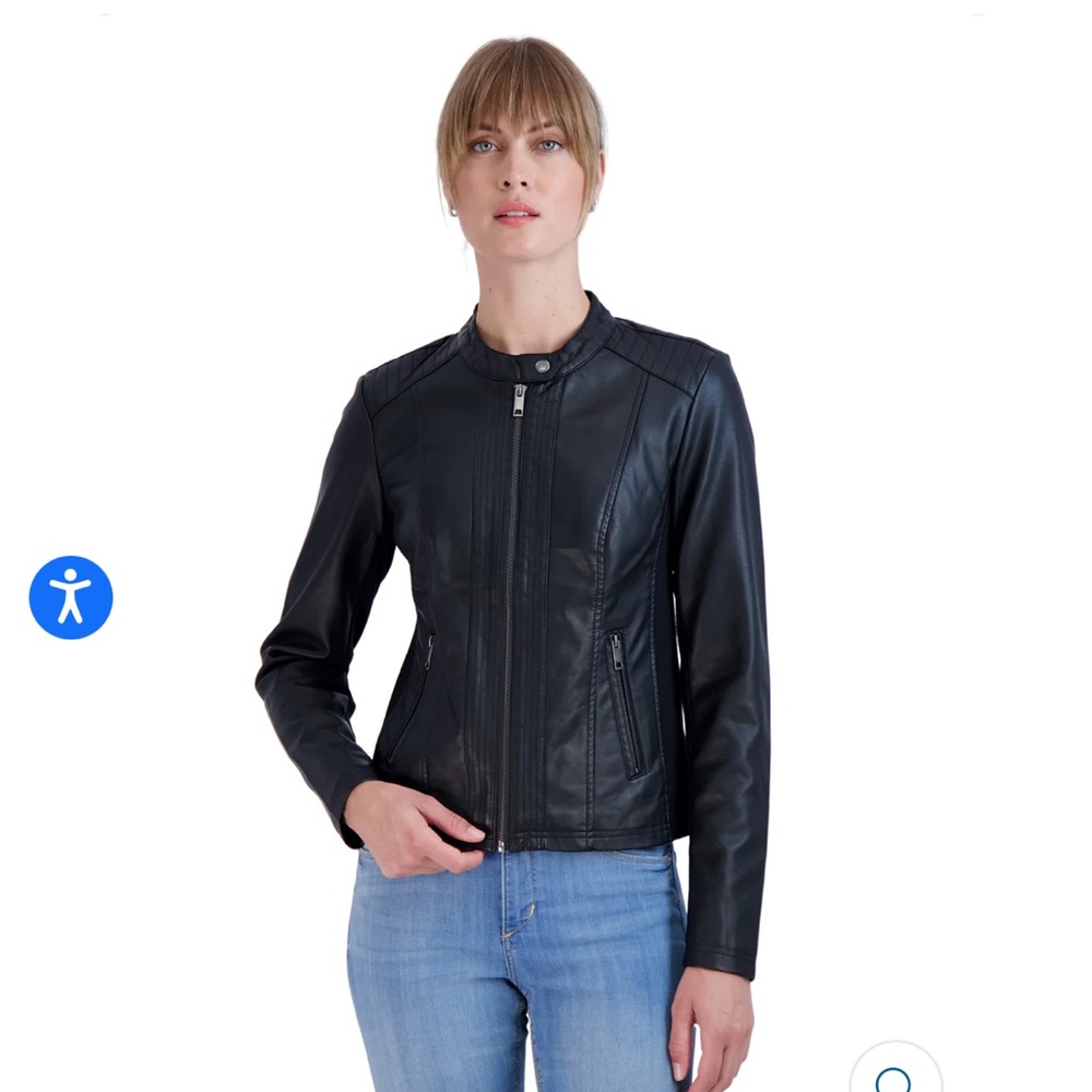 SEBBY COLLECTION WOMEN'S FAUX LEATHER JACKET NWT